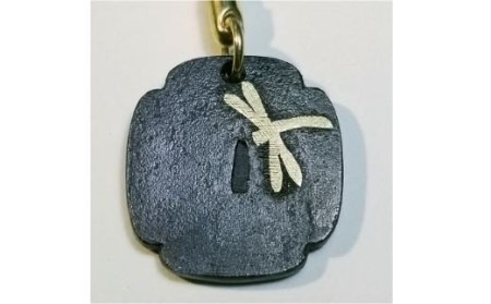 No.0748 根付鐔「木瓜型 蜻蛉金象嵌」