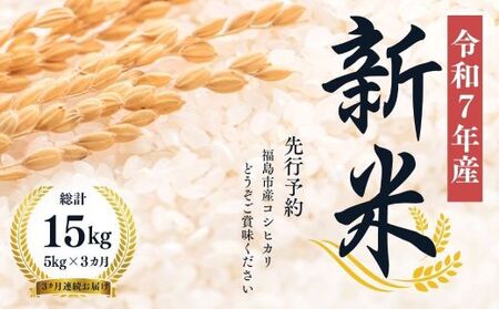 No.1501[令和7年産新米 先行予約]大文字屋米穀店[定期便3回]コシヒカリ 5kg 精米(3か月連続お届け)