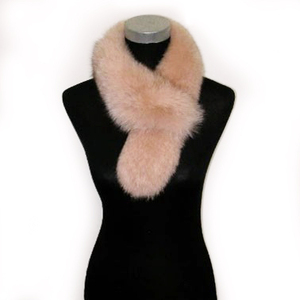 SAGAフォックス ストレートカラー (ピンクベージュ)｜日本製 毛皮 リアルファー マフラー 冬服 [0448]