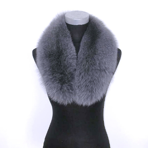 SAGAフォックス ショールカラー (グレー)|日本製 毛皮 リアルファー マフラー 冬服 [0057]