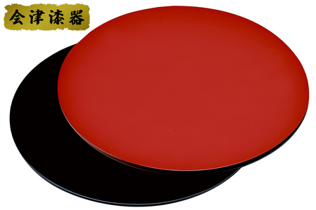 丸型ランチョンマット 黒・朱 (2枚組)|会津若松 漆器 特産品 [0168]