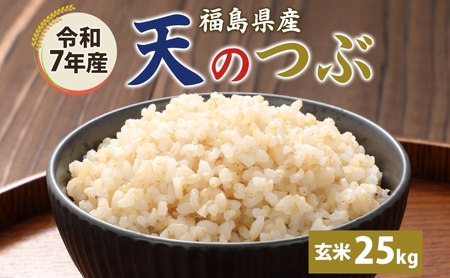 令和7年産 天のつぶ(玄米)25kg 玄米 げんまい 米 お米 こめ おこめ ライス 冷めても美味しい お弁当 おにぎり 塩むすび カレー どんぶり 丼 ふっくら お取り寄せ 備蓄 送料無料 福島県 郡山市