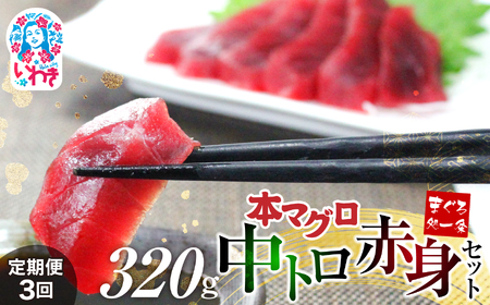 [定期便/計3回]本マグロ中トロ赤身セット320g(計960g)[DG013-t3]