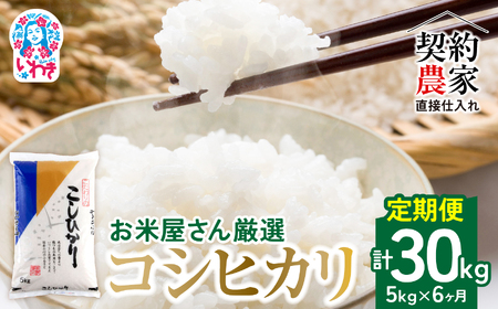 [定期便6回][契約農家直接仕入れ米]福島県いわき市産「コシヒカリ」精米5kg(計30kg)令和7年産 新米(おいしい炊き方ガイド付き) 