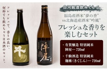 白河銘酒のみくらべ「福島産酒米“夢の香”vs北海道産酒米“吟風” フレッシュな香りを楽しむセット」 F21R-593