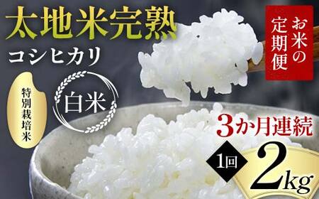 お米の定期便 特別栽培米 太地米完熟 [こしひかり] 白米2kg×3か月連続 ブランド米 お米 精米 白米 人気