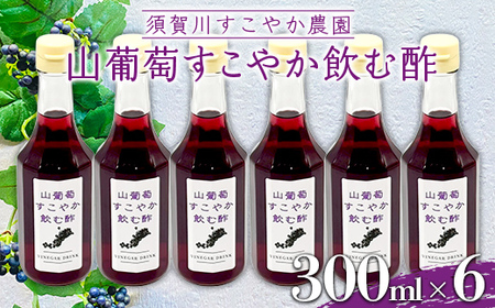 山ぶどうのさわやかな酸味 須賀川すこやか農園 山葡萄すこやか飲む酢 300ml 6本 ブドウ ぶどう 果実酢 フルーツビネガー ビネガー 食品