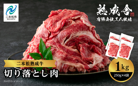 二本松熟成牛 切り落とし1kg(250g×4袋) 小分け 牛肉 肉 切落し 薄切り 部位 お取り寄せ グルメ 牛丼 炒めものに ギフト プレゼント おすすめ お中元 お歳暮 ギフト 二本松市 ふくしま 福島県 送料無料[エム牧場]