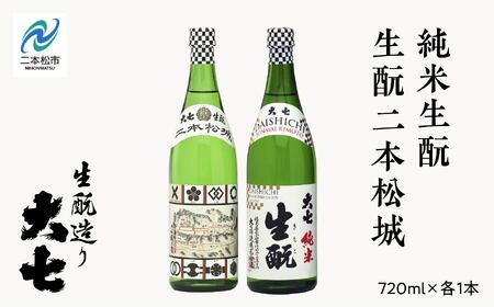 大七酒造「純米生もと・生もと二本松城」720ml×各1本[道の駅「安達」智恵子の里]