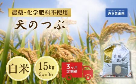 [3か月定期便]天のつぶ 白米 15kg (5kg×3回) 令和7年産 | 農薬・化学肥料不使用 みさき未来
