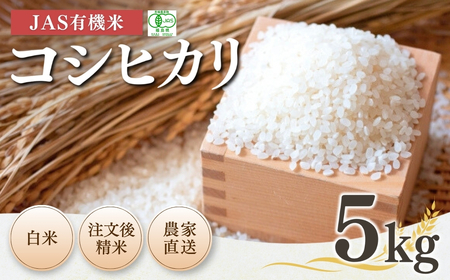 [先行予約]JAS有機米 コシヒカリ 白米 5kg 令和7年産 精米 有機米有機米有機米有機米[53870-001-02]