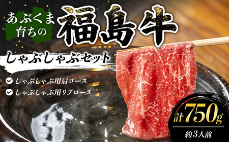 あぶくま育ちの福島牛のしゃぶしゃぶセット 750g (約3人前） 福島県 伊達市 牛肉 黒毛和牛 和牛 国産 F21C-448