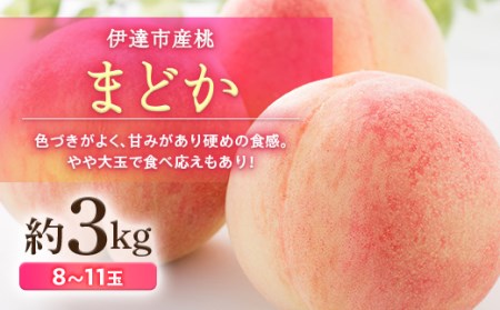 福島の桃 まどか 3kg (8〜11玉) 先行予約 フルーツ 果物 伊達市産桃 もも モモ momo F20C-501