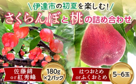 福島県産 さくらんぼと桃の詰め合わせ さくらんぼ 180g×2パック 桃 5〜6玉 2025年6月中旬〜2025年6月下旬発送 出荷分 先行予約 予約 セット 詰合せ 佐藤錦 紅秀峰 伊達の はつおとめ ふくおとめ もも モモ 果物 くだもの フルーツ 国産 食品 F20C-542