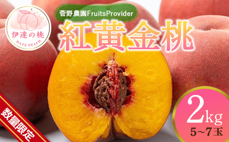 福島の桃 [数量限定]紅黄金桃 2kg(5〜7玉) 先行予約 フルーツ 果物 桃 もも モモ momo F20C-641