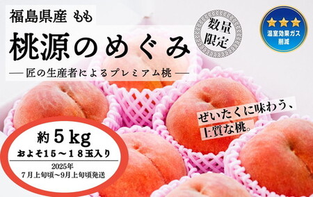 ◆2025年夏発送◆桃源のめぐみ〜産直・桃・約5kg〜 | 先行予約 予約 数量限定 桃 もも モモ 果物 くだもの フルーツ 詰め合わせ 福島 ふくしま ※離島への配送不可 ※2025年7月上旬〜9月上旬頃に順次発送予定