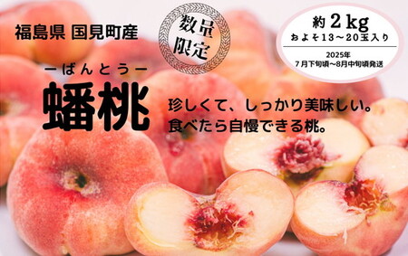 ◆2025年夏発送◆[ 蟠桃・約2kg ] ※離島への配送不可 ※2025年7月下旬〜8月中旬頃に順次発送予定|桃 もも モモ フルーツ 果物 ふくしま 福島 国見町 詰め合わせ