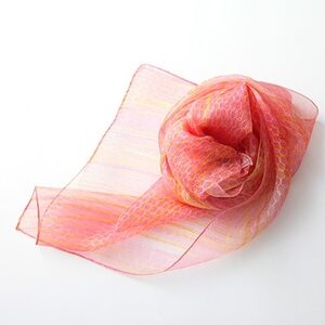 妖精の羽・塩縮オーガンジーストール(加賀友禅)鎖/ピンク