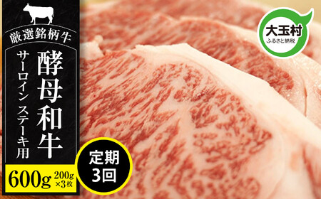 牛肉 [定期便]あだたら酵母牛(ステーキ用)サーロイン 600g×3回 牛肉 牛肉 牛肉