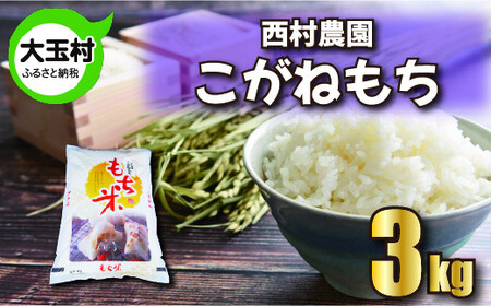 もち米 こがねもち 3kg [ 令和6年 ] 西村農園 | 餅米 餅こめ 米 餅 もち モチ おこわ 炊き込みご飯 福島県 大玉村 |nm-km03-R6