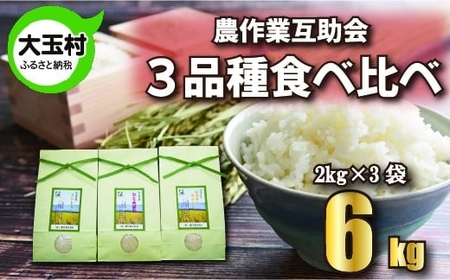 米 令和6年産 3品種 食べ比べ セット 6kg ( コシヒカリ 2kg 、 ひとめぼれ 2kg 、 ミルキークイーン 2kg ) 農作業互助会 | 福島県 大玉村 米作り 精米 安達太良山 ヒトメボレ こしひかり |gj-tk06-R6