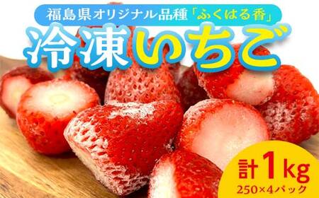 冷凍いちご 福島県オリジナル品種 「ふくはる香」 1kg(250g×4) いちご イチゴ 苺 福島県 鏡石町 鏡石農遊園 F6Q-299