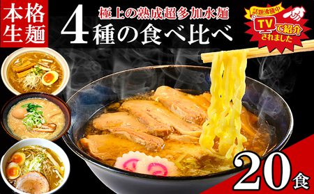 只見生らーめん 20食 【4種の食べ比べスープ付】 ラーメン 本格 生麺 太麺 熟成多加水麺 ご当地ラーメン