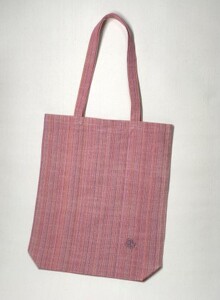 会津木綿 携帯用折り畳みマイバッグ(やたら桃) ファッション かばん トートバッグ 手提げ カバン 織物 伝統工芸品