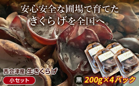[期間限定]西会津産 生きくらげ 小セット (黒200g×4パック)