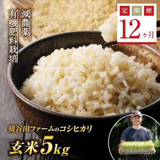 《定期便12ヶ月》減農薬・有機肥料栽培 西会津産米コシヒカリ 玄米 5kg F4D-2494