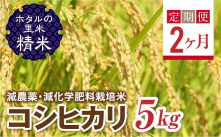  ＜定期便2ヶ月＞【ホタルの里米】環境に配慮し農薬を減らした栽培米 コシヒカリ精米5kg  F4D-2268