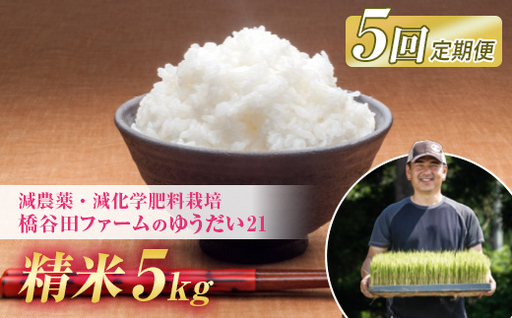 《定期便5ヶ月》 令和8年産米 減農薬・減化学肥料栽培 西会津産米 ゆうだい21 精米 5kg F4D-2240