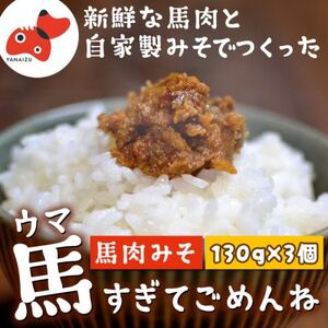[ご飯がすすむ!]うま味たっぷりの馬肉みそ「馬すぎてごめんね」130g×3個[会津と言えば馬肉!]
