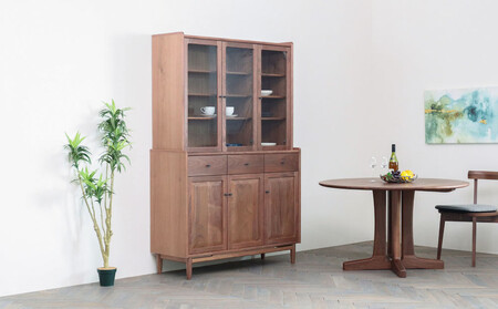 旭川家具 MUKU工房オリジナル ジャム カップボード 120 ウォールナット_04905