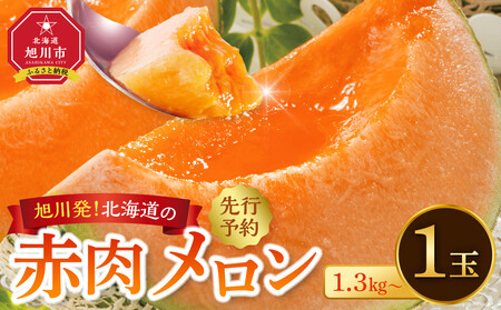 [先行予約]旭川発!北海道の赤肉メロン1玉(1玉標準 1.3kg以上)(2025年6月下旬より発送開始予定) _05230