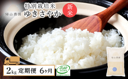 [令和7年産新米予約][6カ月定期便]特別栽培米産地直送「ゆきさやか 2kg」[帰山農園] 米 こめ 北海道産お米 北海道米 美味しいお米 北海道産米 道産米