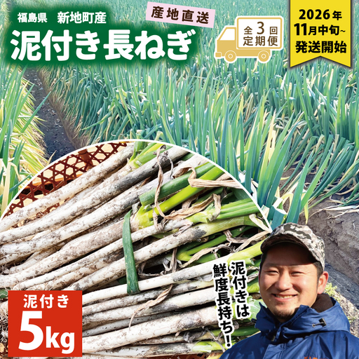 [先行予約][全3回定期便]泥付き長ネギ 約5kg 1箱 | 訳あり 野菜 やさい 食品 人気 おすすめ 送料無料 ねぎ ネギ 葱 長ねぎ お取り寄せ 福島県 新地町 白ねぎ 鍋 冷凍保存 おかず お徳用 甘い おすそわけ 家庭用 贈答用