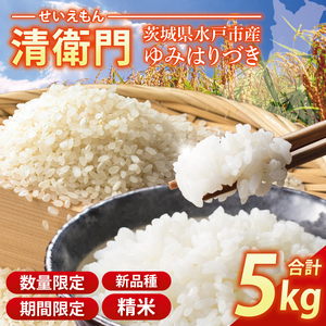 【数量限定】【8月末より発送】新米 茨城県水戸市産 清衛門ーせいえもんー 精米5kg(新品種・ゆみはりづき)【米 お米 大粒 やわらかい 甘み 水戸市 茨城県】（EN-43）