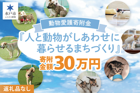 [返礼品なし]水戸市 動物愛護寄附金『人と動物がしあわせに暮らせるまちづくり』300000円[動物愛護 愛護活動 保護 犬 猫 いぬ ねこ イヌ ネコ 動物 ペット 応援 支援 水戸市どうぶつ愛護センター 茨城県](LW-13)