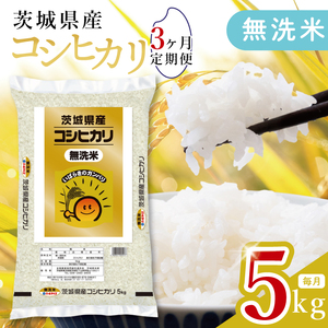 [数量限定][3ヶ月定期便]茨城県産無洗米コシヒカリ5kg×3回 [定期便 お米 ごはん こしひかり おにぎり ごはん 茨城県 水戸市](JB-25)