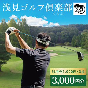 浅見ゴルフ倶楽部 利用券 3,000円分[名匠 浅見緑蔵設計 ゴルフ チケット 体験 券 トーナメントコース クラブハウス 茨城県 水戸市 ](OA-1)