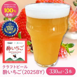 [ジャパン・グレートビア・アワーズ2026 銀賞受賞][数量限定][ぬりや]クラフトビール 酔いちご(2025BY)330ml3本セット[ビール お酒 アルコール 苺 いちご いばらキッス 麦芽 ホップ 常磐大学 水戸市 茨城県](GW-13)