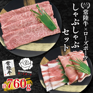 [常陸牛 A5ランク・ローズポークしゃぶしゃぶセット]常陸牛肩ロース360g+ローズポーク400g(ロース200g・ばら200g) 冷凍 国産牛 和牛 牛肉 豚肉 ブランド豚 茨城県 水戸市 食べ比べ セット商品 国産 20000円以内 老舗精肉店