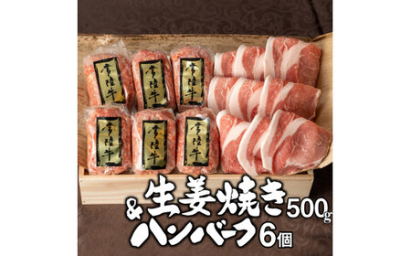 ハンバーグ 6個 豚ロース 生姜焼き 焼くだけでレストランの味 常陸牛ハンバーグ6個&茨城豚ロース生姜焼き500gセット 黒毛和牛 ブランド牛 お肉セット お中元 ギフト対応 19000円 [肉のイイジマ] 人気 おすすめ 茨城県 水戸市(DU-27)