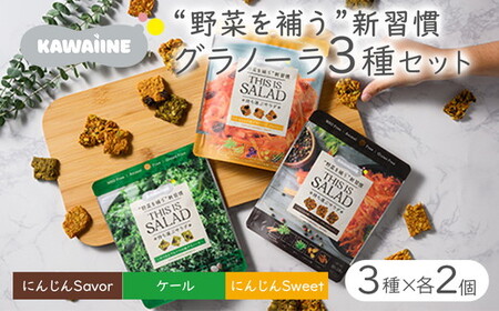 野菜を補うグラノーラ3種セット(ケール・にんじんSweet・にんじんSavory 各2袋)[茨城県産有機ケール・にんじん使用]オーガニック野菜 グルテンフリー 人工甘味料不使用 無添加 ※離島への配送不可