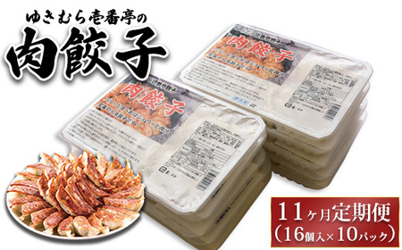 【11ヶ月定期便】ゆきむら壱番亭の肉餃子10パック(160個入り) ※離島への配送不可