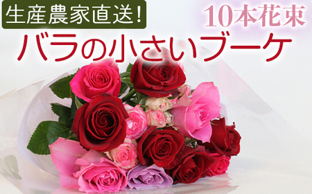 生産農家直送!バラの小さいブーケ 10本セット ※沖縄・離島への配送不可| バラ 薔薇 ばら 花束 花 ブーケ 家庭用 プチギフト 古河ブランド _AL05