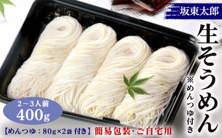 ばんどう太郎生そうめん400g(2〜3人前) めんつゆ付・簡易包装・ご自宅用|麺 めん メン 素麺 ソウメン 生麺 坂東太郎 冷凍 ギフト 贈答 プレゼント お中元 ご褒美 お祝い セット お取り寄せ グルメ_CB28