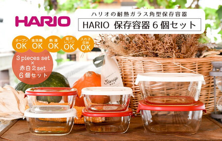 BD32_HARIO 保存容器6個セット　ハリオ/耐熱/日用品/おしゃれ