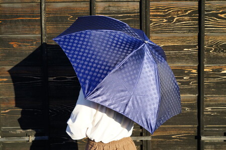 雪華模様の折り畳み傘（サイズ55cm）カラー：ネイビー_BL02◇